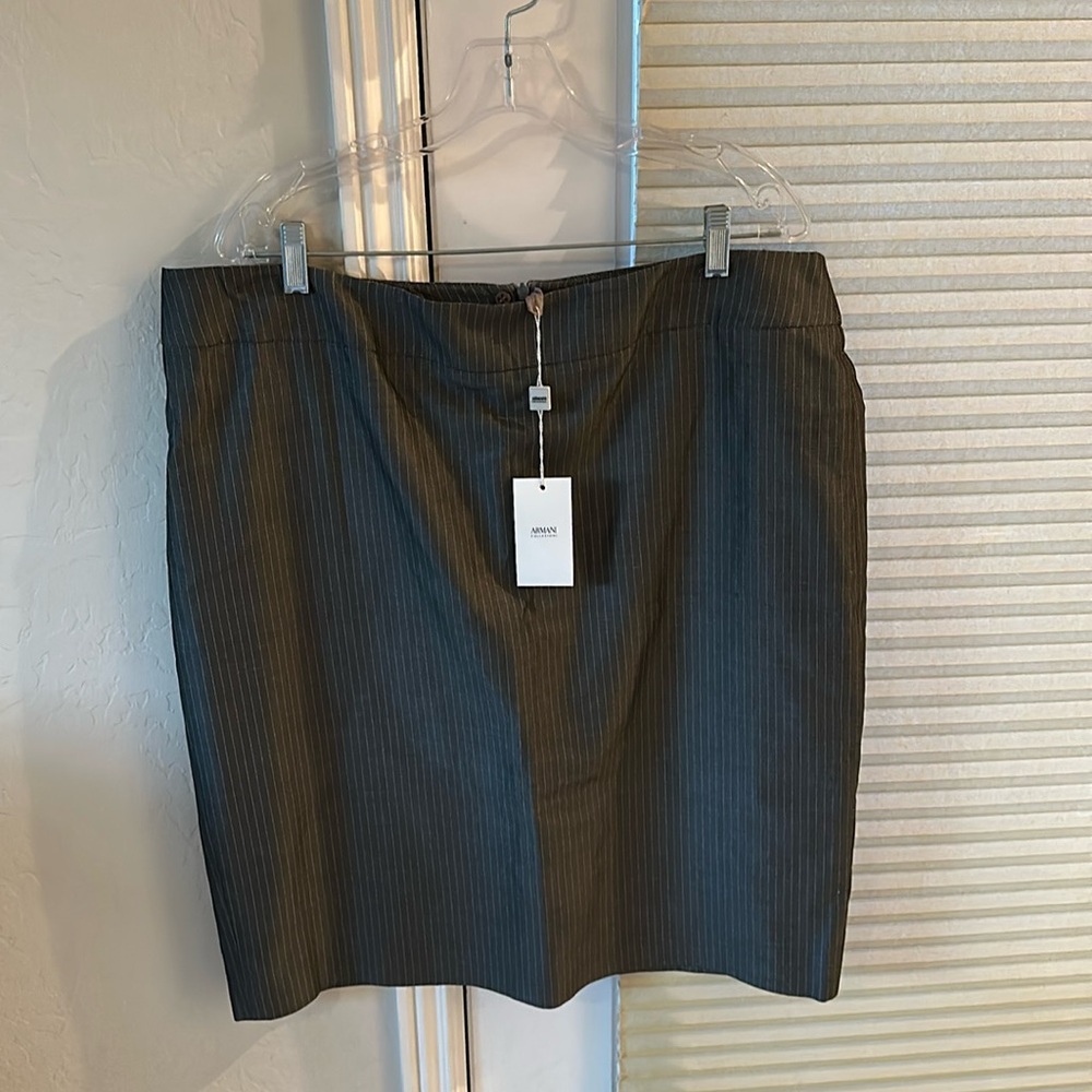 NWT Armani Collezioni Gray Pinstripe Pencil Skirt 16